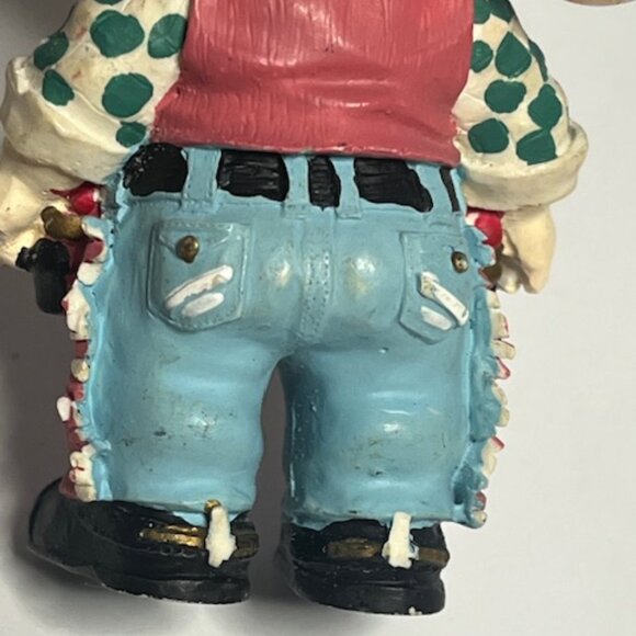 VTG Cowboy Santa Hand Painted Standing Hanging Tree Ornament 3"x1.75" - Picture 10 of 16